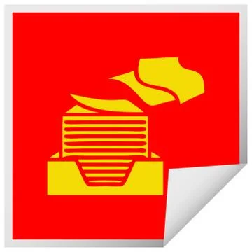 Square peeling sticker cartoon stack of office papers Stock Illustration
