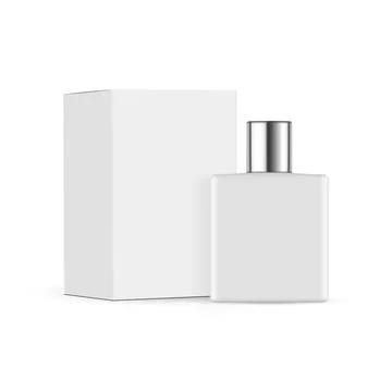 Square Perfume Bottle Mock Up With Packaging Box Stock Illustration