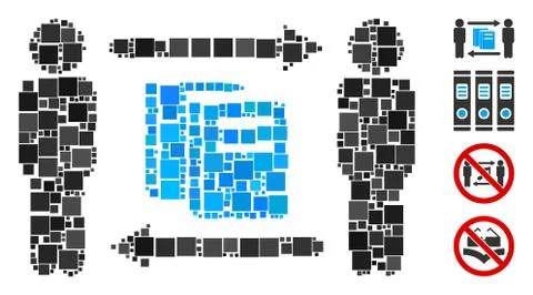 Square Persons Books Exchange Icon Vector Collage Stock Illustration