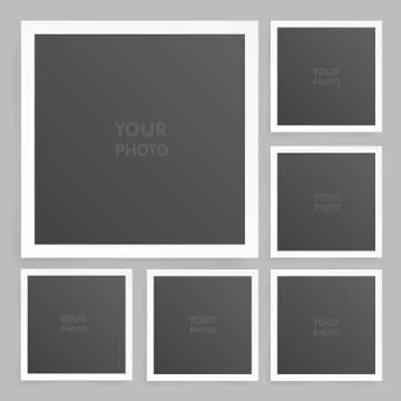 Square photo frame set mock up with shadow. Vector illustration 库存插图