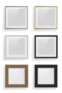 Square picture or photo frames set isolated on white background. Vector design Stock Illustration