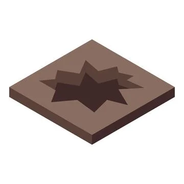 Square piece of earth showing a deep crater after bombing Stock Illustration