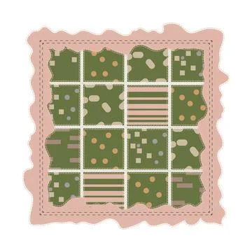 Square pieces of fabric with pattern. Illustrazione stock