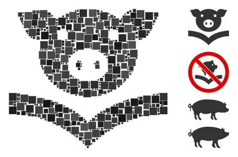 Square Pig Knowledge Icon Vector Mosaic Stock Illustration