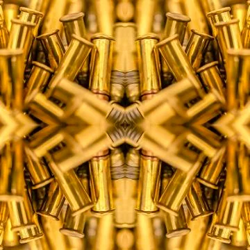 Square Pile of bullets on two separate axises Stock Photos