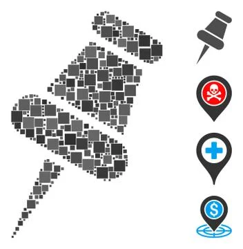 Square Pin Icon Vector Mosaic 스톡 일러스트