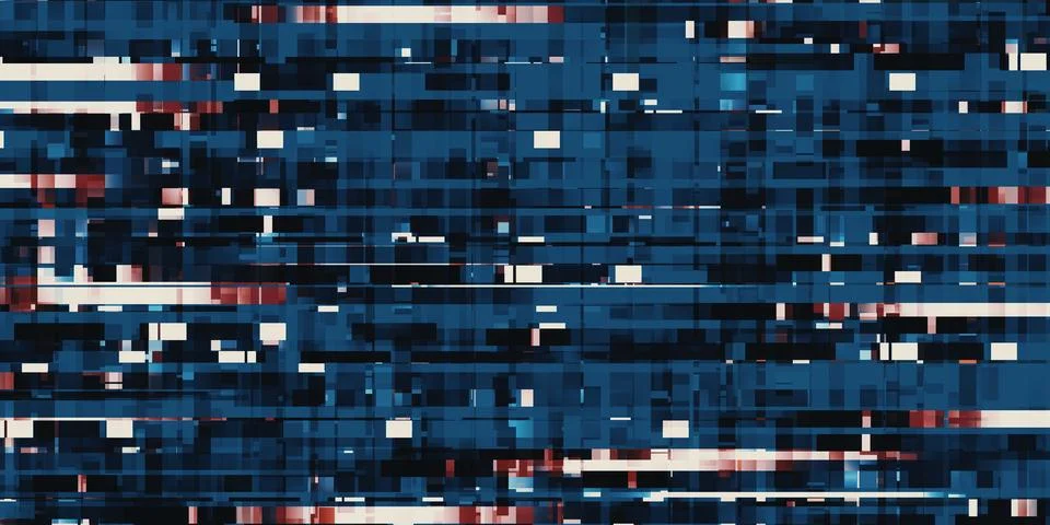 Square of pixels blue led pixel background 3d illustration Stock Illustration