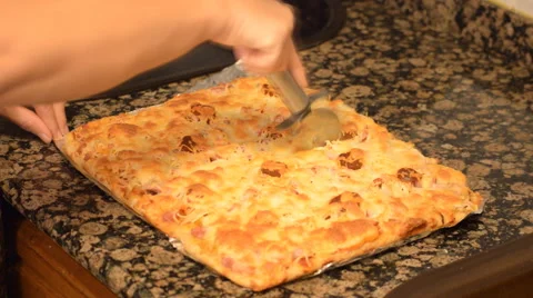 Square Pizza Chunks Stock Footage 55869275