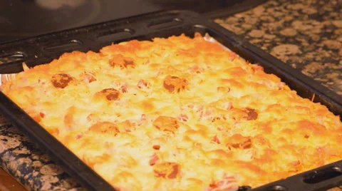 Square Pizza Pie Stock Footage 64898691