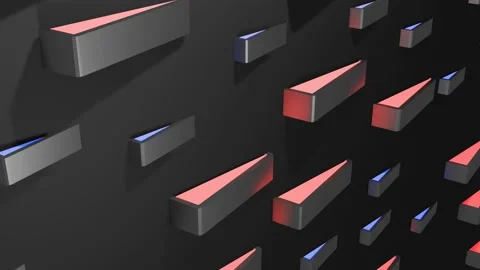 Square planes with blue and red surfaces rotate on a gray background. abstract a Stock-Footage 155565840