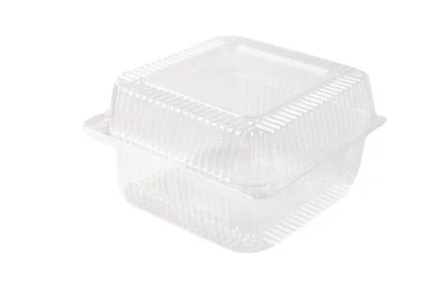 Square plastic container on a white background, food packaging Stock Photos