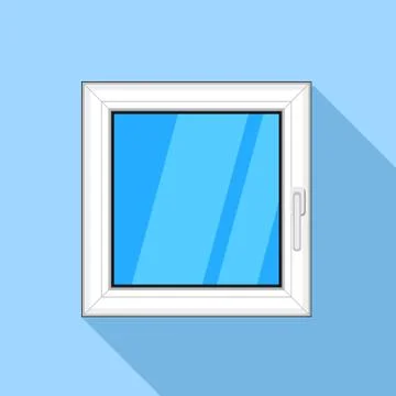 Square plastic window icon, flat style Ilustración de archivo