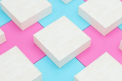 Square platform with solid color background, 3d rendering. Stock Illustration