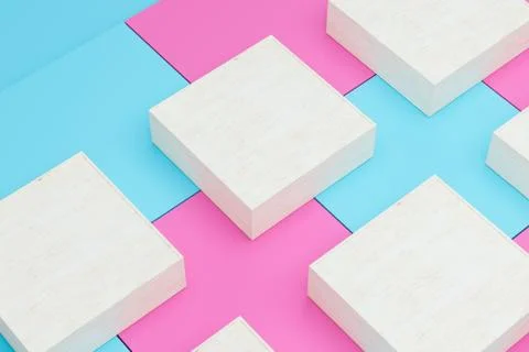 Square platform with solid color background, 3d rendering. イラスト素材