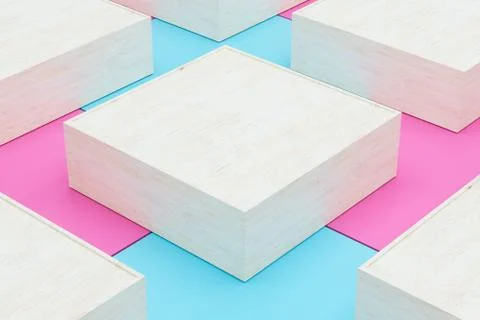 Square platform with solid color background, 3d rendering. Illustrazione stock