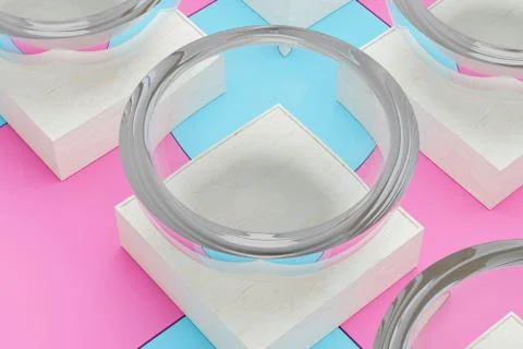 Square platform with solid color background, 3d rendering. Stock Illustration