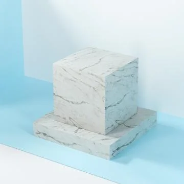 Square platform with solid color background, 3d rendering. Stock Illustration