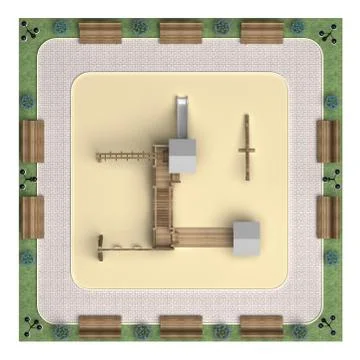 Square playground top view 3d rendering Stock Illustration