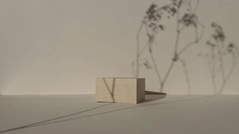 Square Podium on beige background. Stock Footage 232425003