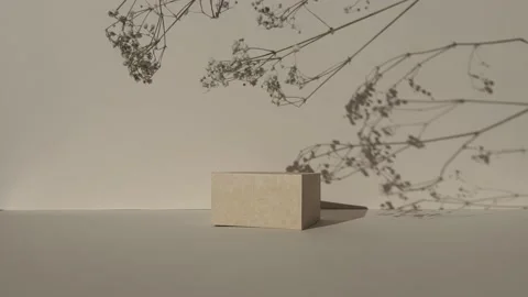 Square Podium on beige background. Stock Footage 232425009