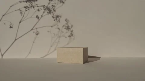 Square Podium on beige background. Stock Footage 232441163