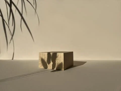 Square Podium on beige background. Stock Photos