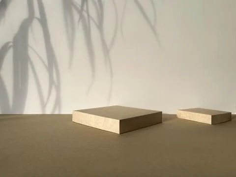 Square Podium on beige background. Stock Photos