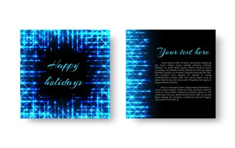 Square postcard with neon light Stock Illustration