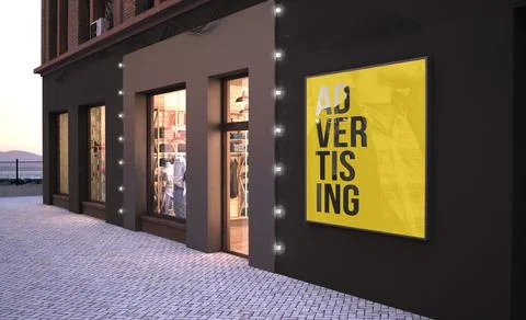 Square poster on a wall mockup Stock Illustration