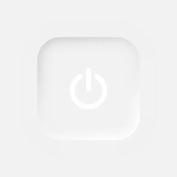 Square power button on a white background. User interface elements in the style Illustrazione stock