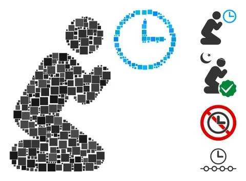 Square Pray Time Icon Vector Collage Stock Illustration