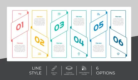 Square process infographic vector design with 6 steps &amp;colorful style for pre Stock Illustration