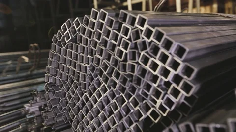 Square profile pipe, metal warehouse. Clean, metal warehouse, metal profile Video stock 94804366