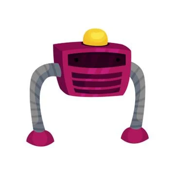 Square purple robot. Vector illustration on white background. Stock Illustration