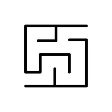 Square puzzle icon vector outline illustration Stock Illustration