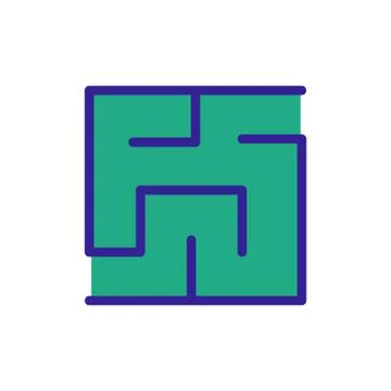Square puzzle icon vector outline illustration 스톡 일러스트