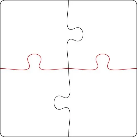 Square puzzle, marking in vector format for cutting on a plotter 스톡 일러스트