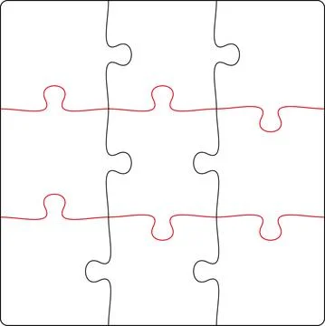 Square puzzle, marking in vector format for cutting on a plotter Stock Illustration