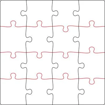 Square puzzle, marking in vector format for cutting on a plotter Stock Illustration
