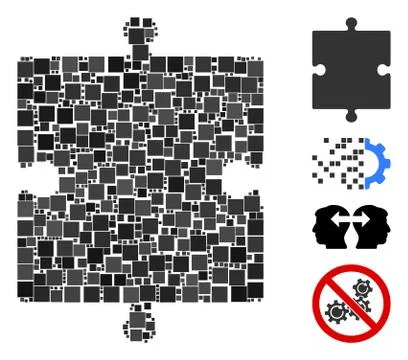 Square Puzzle Part Icon Vector Collage Ilustración de archivo