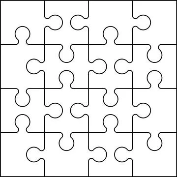Square puzzle vector black outline on transparent Ilustração Stock