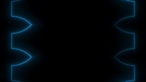 Square with puzzy notches, vertical frame with moving neon light effect, bl.. Stock Footage 270316091
