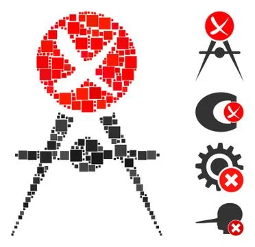 Square Quality Control Failed Icon Vector Collage Illustrazione stock