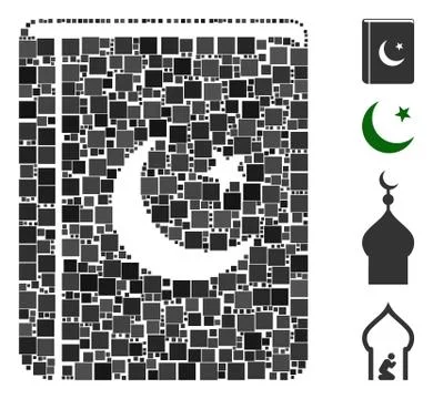 Square Quran Book Icon Vector Mosaic 스톡 일러스트