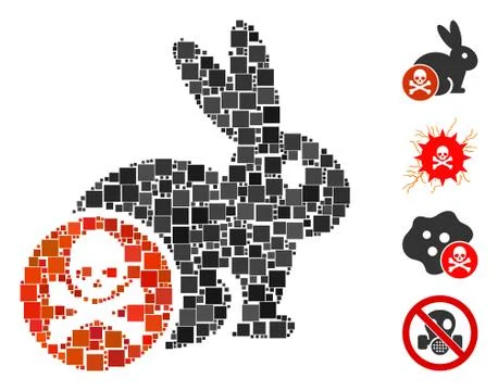 Square Rabbit Toxin Icon Vector Collage Stock Illustration