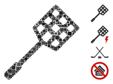 Square Racket Icon Vector Mosaic Stock Illustration