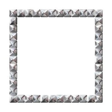 Square realistic frame from silver square rivets pyramid claws for leather Stock Illustration