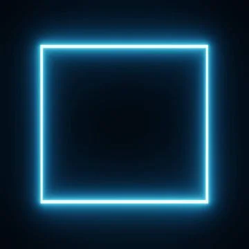 Square rectangle picture frame with blue tone neon color motion graphic on... Stock Photos