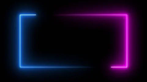 Square rectangle picture frame with two tone neon color motion graphic on ... Stock Photos