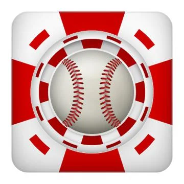 Square red casino chips of baseball sports betting 库存插图